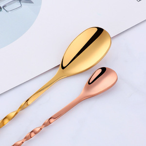 Cuillère à bar double extrémité en acier inoxydable 304, cuillère à cocktail créative à long manche, agitateur à spiritueux et café, louche à bar à manche fileté - Product Image 5