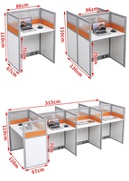 Table de bureau avec piédestal fixe/mobile, poste de travail, table de bureau, cabine pour 6 places