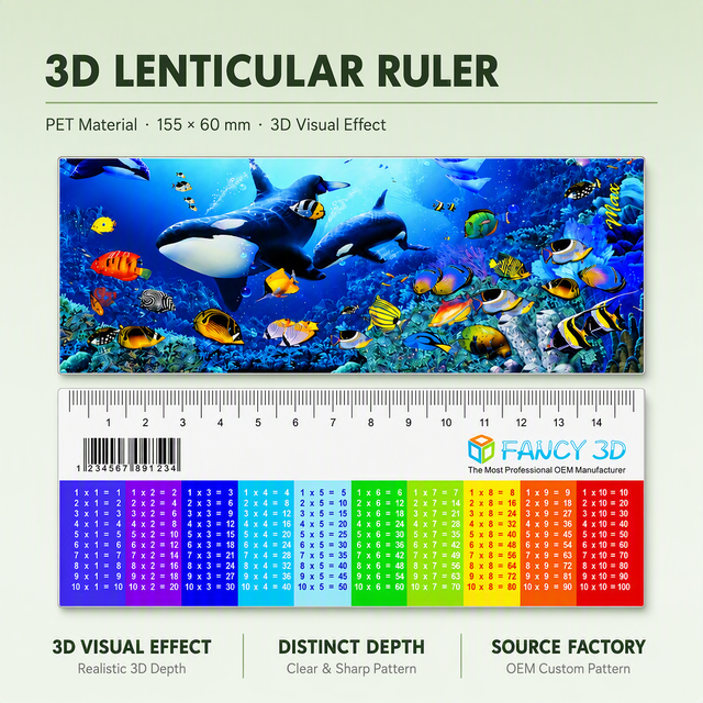 Hot Sale Joyprint Model 01 15CM Straight DIY Customized Logo 3D Lenticular Print Plastic No Folding Ruler 25cm Max Length