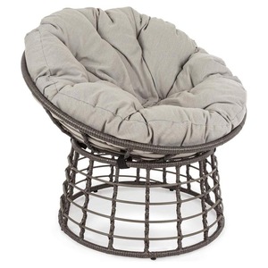 Chaise longue pivotante ronde moderne avec coussin en osier de <span class=keywords><strong>jardin</strong></span> durable pour l'extérieur Patio Beach Papasan Set pour se détendre - Product Image 1