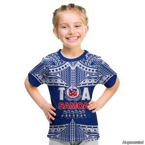 Personalizzato personalizza <span class=keywords><strong>testo</strong></span> <span class=keywords><strong>e</strong></span> numero Samoa Kid T Shirt alta qualità elastico Comfort ragazzi ragazze manica corta T-Shirt Drop Ship Tee - Product Image 3