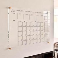 Grand agenda familial mensuel en verre transparent pour bureau à domicile, calandre en acrylique transparent effaçable à sec