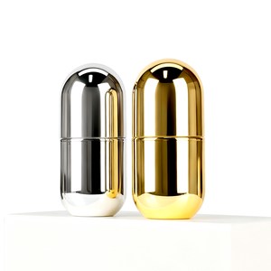 Bouteille ovale en PET plaqué or et argent, flacon pour capsules de santé, flacon pour pilules, impression de logo possible - Product Image 1