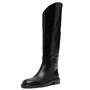 Winter Women Knight Boots <b>Round</b> <b>Toe</b> Flat <b>Heel</b> Shoes Slip-on Genuine Leather Boots 2021 - Product Image 1