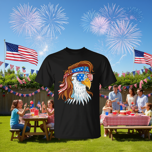 T-shirt Mullet avec drapeau américain Eagle pour le 4 juillet, vêtements promotionnels patriotiques - Product Image 3