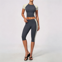 Ensemble de sport court respirant grande taille avec logo personnalisé GH pour femme – Legging léger pour entraînement, fitness et course à pied
