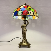 Lampe de table/bureau LED 12 pouces Sensmuel en alliage, style rétro européen, avec vitrail coloré en forme de figurine d'église