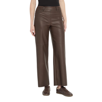 Pantalon en cuir pour femme, taille haute, jambe large, style décontracté automne, pantalon long en cuir, pantalon en cuir souple tendance