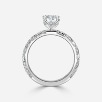 Bague de fiançailles en or blanc massif 10K 14K 18K avec diamant de laboratoire taille poire 0,5-3 carats, sertie pavé torsadé, certifiée IGI CVD/HPHT, personnalisable