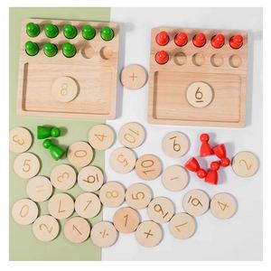 Juguete de Matemáticas de Madera Natural para Aprender Números, Sumas y Restas, Tablero de Conteo con Clavijas y Marco de Diez - Product Image 1
