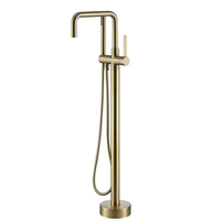 Robinet de baignoire thermostatique monocommande en laiton sur pied, finition chromée polie, design moderne pour appartement