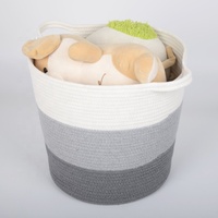 Grand panier à linge de rangement en coton tissé en corde grise Panier à couverture décoratif