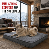 Matelas orthopédique pour chien Ski Chalet avec option mini ressorts ensachés pour le repos des grands chiens, avec housse grise