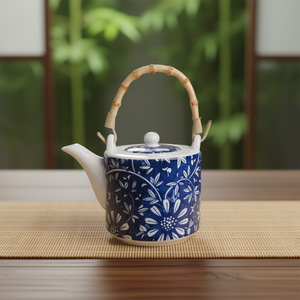 Tetera y Hervidor de Porcelana Azul con Diseño Floral Orientado Excelsa, 55 Cl - Product Image 3