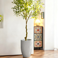 Pot Beton Ramah Lingkungan Bergaris Vertikal Tinggi, Gaya Mewah Modern, Warna Kustom, LogoPot, untuk Tanaman Ular, Calathea Orbifolia