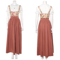 Ensemble de 2 pièces de style bavarois pour femmes, robe longue pour le festival de la bière d'Oktoberfest, costume de cosplay pour la fête de carnaval d'Halloween ODM