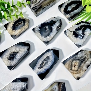 1pc Nature Quality <b>Black</b> Agate Geode Tower ,<b>polished</b> <b>Black</b> Agate Quartz,Boho Style for Home Decor and Healing - Product Image 6