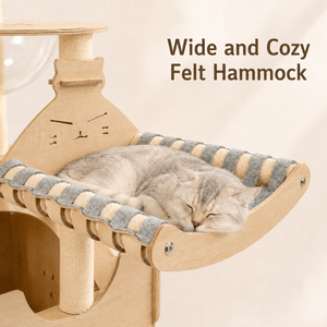 Multi-Level Wooden Cat Tree Tower 134cm 2-3 Cats Condo <strong>Hammock</strong> Capsule Bowl Sisal OEM Wholesale - Product Image 2