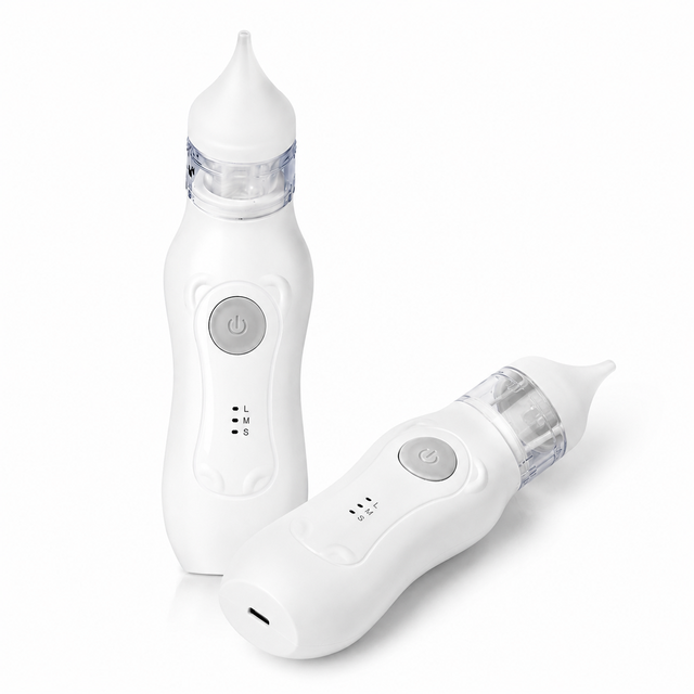 OEM Electric Baby Nasal Aspirator USB Rechargeable Infant Nose Cleaner 3 Suction Levels Silicone Tip