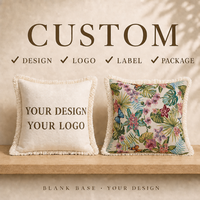 Housse de coussin jacquard à motif floral tropical et papillon, avec franges, feuilles de jungle et fleurs roses, pour canapé, chaise, lit