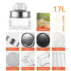 Freidora de Aire Moderna de Vidrio con PTFE Antiadherente y Protección de Seguridad, 12L, Venta al por Mayor de Fábrica, Repuesto para Convección Flavor Wave Turbo - Product Image 4