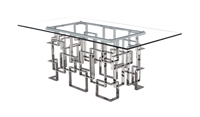 Table basse en acier inoxydable deux tons couleur or et argent