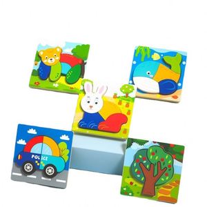 Bloques de Rompecabezas Montessori para la Educación de la Primera Infancia, Juguetes de Madera con Animales de Dibujos Animados, Rompecabezas Magnéticos Tridimensionales al por Mayor - Product Image 5