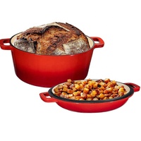 Casseroles veloutées 2 en 1 en fonte émaillé, double poignée, ustensile de cuisine