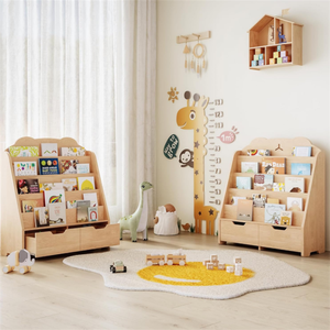 <span class=keywords><strong>Scaffale</strong></span> per libri in legno per bambini a 5 livelli con 2 cassetti per sale giochi e asilo nido - Product Image 2