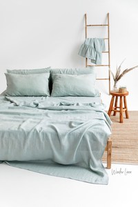 <b>Queen</b> <b>Size</b> Mustard Linen Duvet Cover Set 100% Soft Washed Linen Custom <b>Size</b> Natural Tan Button <b>Sheet</b> Pillowcase Duvet Cover - Product Image 2