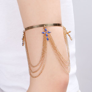 Women's Gold Tone Turquoise Tassel Arm Chain Beach Style <b>Adjustable</b> Body Jewelry Zinc Alloy Fashion <b>Bracelet</b> - Product Image 2