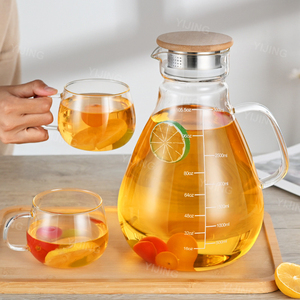 <span class=keywords><strong>Carafe</strong></span> en verre transparent durable et résistante à la chaleur avec poignée, écologique, pour servir de l'eau froide, du jus et des boissons à la maison ou au restaurant - Product Image 4