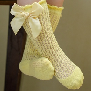 Calcetines de Punto Trenzado Españoles al por Mayor <span class=keywords><strong>con</strong></span> Lazo, Calcetines de Algodón hasta la Rodilla para Bebés Niñas de 6 a 12 Meses - Product Image 2