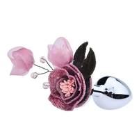 Produit phare : Plug anal en métal en forme de grande fleur de soie pour adultes, jeu érotique pour couples