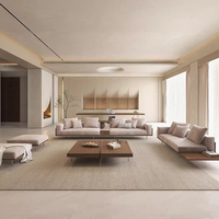 Ensemble de canapés en forme de U en tissu avec base en bois massif pour salon de villa, design moderne