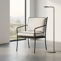 Chaise de salle à manger d'extérieur moderne et durable, structure en acier inoxydable 304, mousse à haute résilience à séchage rapide, tissu imperméable, fauteuil de patio
