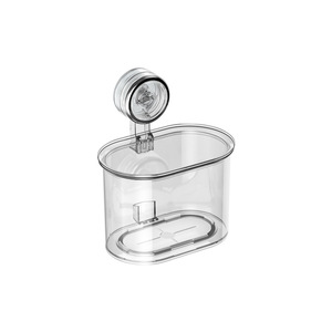 Suction Cup Plastic Wrap <b>Storage</b> <b>Box</b> Transparent Round Wall Mounted No Drill Required <b>Kitchen</b> Household Use - Product Image 5