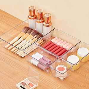 Hot Selling 7/9/10/12/16/21/25pcs Injection Molded Rectangle Desk <b>Drawer</b> Organizers Trays Set Clear <b>Plastic</b> <b>Storage</b> Bins - Product Image 2