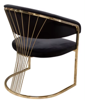 Yeni tasarlanmış Modern stil döşemeli siyah kadife altın Metal kol sandalye oturma odası Accent yemek sandalye ev otel için