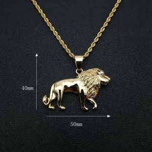 Collar con colgante de león de acero inoxidable dorado yunnique para hombre, diseño del zodiaco animal, cadena de 3mm y 61cm, joyería Hip Hop - Product Image 3