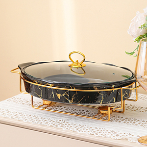 Pentola Ovale in Ceramica <span class=keywords><strong>per</strong></span> Zuppa, <span class=keywords><strong>per</strong></span> Casa e Hotel, Stoviglie Europee in Vetro <span class=keywords><strong>per</strong></span> <span class=keywords><strong>Cucinare</strong></span> e Servire, Piatto <span class=keywords><strong>per</strong></span> Pesce con Riscaldamento a Candela, Binaurale - Product Image 6