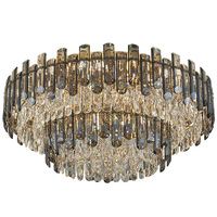 Lustre rond moderne de luxe personnalisé en cristal gris fumé pour projet hôtelier, villa, salon