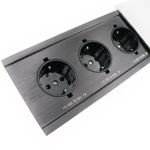 220V-250V EU standard 3-Plugs coffee shop use hidden Countertop Slide Socket