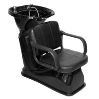 Fauteuil de Salon de Beauté Vintage au Design Moderne, Lit de Lavage Semi-Inclinable avec Bac en Céramique Réglable, Petit Lit de Beauté Simple