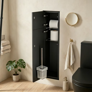 Módulo de Almacenamiento Empotrado para WC, Nicho de Pared para Inodoro con Doble Compartimento de Almacenamiento, Soporte para Papel Higiénico y Escobilla para Baño - Product Image 5