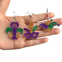 Groothandel Nieuwe Carnaval Acryl Harsen Lucite Oorbellen Geometrisch Schattig Kleurrijk Ster Masker Mardi Gras voor Vrouwen Cadeau