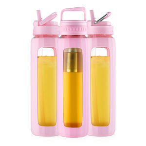 Bouteilles d'eau en <span class=keywords><strong>verre</strong></span> 32 oz-<span class=keywords><strong>Bouteille</strong></span> d'eau en <span class=keywords><strong>verre</strong></span> de <span class=keywords><strong>1</strong></span> <span class=keywords><strong>litre</strong></span> facile à transporter avec manchon en silicone, paille et <span class=keywords><strong>1</strong></span> couvercle sans BPA - Product Image 2