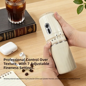 Machine à café portable multifonction <span class=keywords><strong>avec</strong></span> moulin intégré, réglage de la finesse de mouture et <span class=keywords><strong>filtre</strong></span> à mailles fines pour le camping, les voyages, le bureau et la maison - Product Image 3