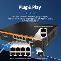 Commutateur PoE TiNCAM VLAN AI 8+2 +1 port SFP 1000M 48V avec capacité de 22 Gbps pour caméra IP et système de vidéosurveillance