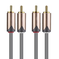 Auidophile Câble audio stéréo mâle 2RCA Cordon analogique cuivre argenté pour Subs Hi-Fi Home Cinéma Lecteur DVD Blu-ray Microphone